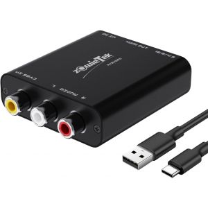 MEVRONISSHOP-Convertisseur AV/RCA vers HDMI, Aluminium Durable, sans Latence, 4:3/16:9, Plug & Play, USB-C, Compatible PS, N64, Snes, DVD, VHS, PC. - Neuf