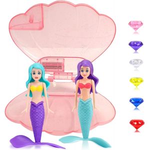 MDY-Lot de 2 jouets de plongée pour enfants - Sirène avec coquillage rose - Jouet sirène pour fille - Pour baignoire, piscine, entraînement de piscine sous-marin - Neuf