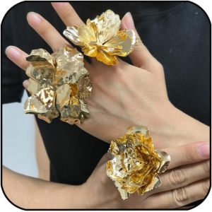 Chenquansarl-3 Pcs Bague Femme Or R&eacute;glable Bague Fleur Or Empilables Bagues Phalange Ensemble Ouvert Bagues Pour Femmes Filles - Neuf
