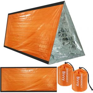 Letnerny-2pcs Couverture De Survie Reutilisable Sac De Couchage De Survie Pour Le Camping En Plein Air Et La Imperméable Survie Bivy Sac Survie Materiel Imperméable Randonnée Couvertures Thermique Ki - Neuf