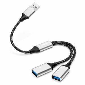 NAERYUT-Câble Répartiteur Usb,Adaptateur Répartiteur Usb A 1 Entrée 2 Sorties,Hub Double Port Pour Transfert De Données/Chargement,Rallonge Supplémentaire Pour Voiture/Ordinateur Portable/Mac/Pc (Arg - Neuf
