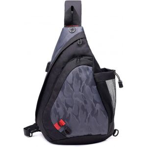 CAUC-L&eacute;ger Sac de Poitrine Sac d'Epaule Sling Chest Bag Sacoche avec USB Sac Bandouli&egrave;re pour Homme Femme pour &Eacute;cole Voyage Randonn&eacute;e Camping Excursion Cyclisme &Eacute;quitation Durable Polyester - Neuf
