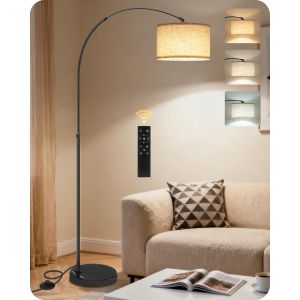 Nouvelhorizonstore-Lampadaire De Salon Arc, Lampe Arqu&iquest;&iquest;E R&iquest;&iquest;Glable En Hauteur De 158 &iquest;&iquest; 188 Cm, Lampadaire &iquest;&iquest; Intensit&iquest;&iquest; Variable Avec T&iquest;&iquest;L&iquest;&iquest;Commande, Avec Ampoule Led, Beige Dor&iquest;&iquest;, Pour Chambre &iquest;&iquest; Coucher - Neuf