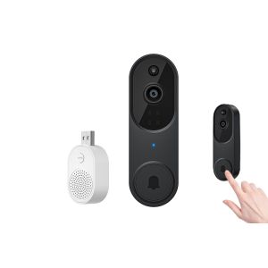 Sonnette vid&eacute;o sans fil avec vision nocturne et audio bidirectionnel, beige - Neuf