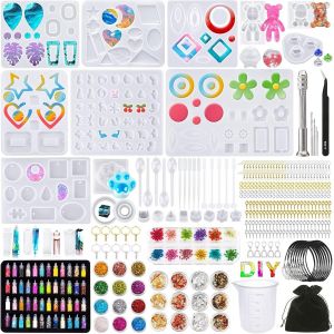 320pcs Moulle Silicone Resine Epoxy Kit De Moules Et Outils De Coul&eacute;e Pour La Fabrication De Bijoux En Cristal Pendentif Bracelet - Neuf