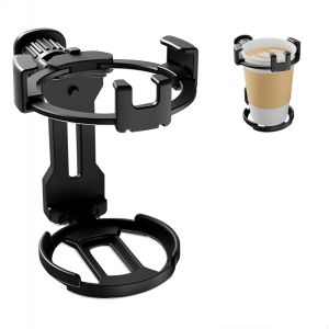 KALANKA-Porte-gobelet de voiture et support de t&eacute;l&eacute;phone portable 2 en 1 - Porte-gobelet pliable pour ventilation - Support universel pour smartphone et bouteilles - Noir - Neuf