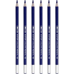 Eryi-Crayon Aquarelle, 6pcs Crayons Solubles Dans L'eau Pour Mélanger, Colorier, Dessiner, Peindre, Bleu Foncé - Neuf