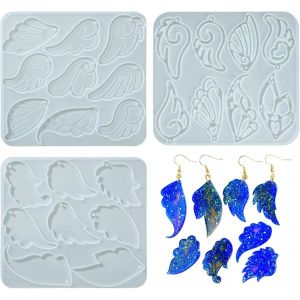 Eryi-Lot De 3 Moules En Résine En Forme D'ailes D'ange En Silicone Pour La Fabrication De Bijoux, Porte-Clés, Boucles D'oreilles, Pendentifs - Neuf