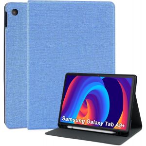 Coque Pour Samsung Galaxy Tab A9 Plus 11 Pouces 2023 Étui En Entreprise Cuir Pu Housse De Protection Avec Porte-Pencil Support Tablette Etui Pour Galaxy Tab A9+(Sm-X210/X216/X218)-Bleu Ciel - Neuf