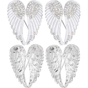Lot 4 Broches Pendentif Ailes Ange - Cristal Strass Blanc - Neuf
