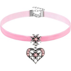 Tianyi-Collier Edelweiss Pour Femmes Avec Pendentif De Coeur De Cou &Eacute;l&eacute;gant Bavarois En Strass - Neuf