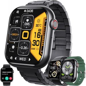 Montre Connect&eacute;e Femme Homme Avec Appel Bluetooth, 1,91&iquest; Amoled Smartwatch Avec 123 Modes Sportifs Tracker D'activit&eacute;, Sommeil, Fr&eacute;quence Cardiaque, 5atm &Eacute;tanche Smart Watch Pour Ios Android (Noir) - Neuf