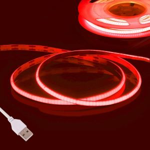 Rouge Ruban Led Cob 3m,Dc5v Usb Bande Led Chambre,480led/M 2.7mm Fancy Led Tv Kit,Cri90+ Flexible Lumiere Bandeau Led Gaming,Adhésif Reglette Led Pour Cuisine,Armoire,Miroir,Fête Diy Decor - Neuf