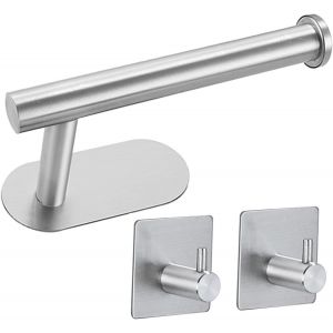 Porte Papier Toilette Auto-Adhesif,304 Acier Inoxydable Porte Rouleau Toilette,2 Pièces Crochet Adhésif,Idéal pour Les Cuisines,Les salles de Bains,Les Chambres,Argenté. - Neuf