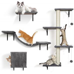 &Eacute;tag&egrave;re Murale pour Chat, Mur d'escalade pour avec Balle, 4 pi&egrave;ces Meubles Muraux pour Chat,Stable pour D'int&eacute;rieur Jusqu'&agrave; 10 kg (Gris) - Neuf