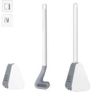 Kal-Brosse Wc De Golf, Brosse Wc Et Support - Brosse De Toilette En Silicone Avec Long Manche - Pas De Brosse D'angle Mort - Brosse Wc Avec Poils En Silicone (Blanche) - Neuf