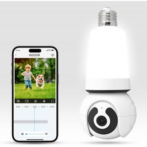 ChenQuanSarl-Ampoule Camera, 2.4G Wifi Sans Fil Caméra À Ampoule Avec Lumière Led, Caméra À Ampoule Avec Pr De Lumière E27, Suivi De Mouvement, Vision Nocturne Pour La Sécurité Intérieure À Domicile - Neuf