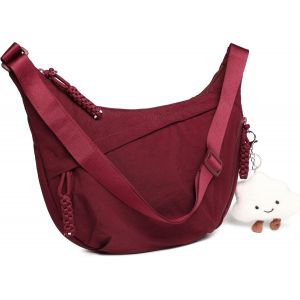 RFCBC-Sac à bandoulière pour femme - En nylon - Style croissant de lune - Avec bandoulière réglable - Style décontracté - Pour le travail, les voyages, la vie quotidienne, rouge, Sac à bandoulière - Neuf