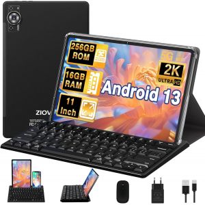 lbgwp60-Tablette 11 Pouces Android 13 Tablette,16Go Ram+256Go Rom/Tf 1To, 2K Écran Octa-Core 2.0Ghz,5G Wifi/2000 * 1200/ 8600Mah/13+5Mp/Gms/Couvercle Métallique,Tablette Avec Clavier Et Souris - Noir - Neuf