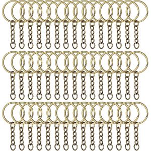 KAL-100 Pièces Anneau Porte Clé Avec Chainette,25Mm Anneaux Porte Clés,Métal Porte Clef Et Anneaux Ouverts,Anneaux De Porte Clef,Kit Porte Clé Pour Porte Clés Et Loisirs Créatifs,Bricolage Bijou - Neuf
