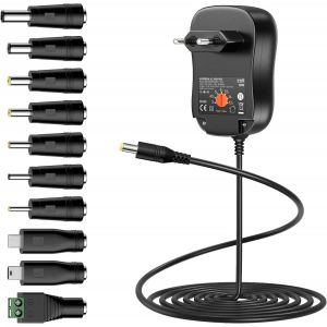 Adaptateur Secteur Universel 3V 4.5V 5V 6V 7.5V 9V 12V AC DC Adaptateur Multi-Tension avec Port USB 5V 2A et 10 Connecteurs DC, 2000mA Max - Neuf
