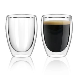 Verre Tasses À Café, Set De 2, 12 Oz À Double Paroi Clair Latte Et Tasses À Espresso, Idéal Pour Le Lait Et Le Jus De, Une Boutique De Prêt De La Verrerie - Neuf
