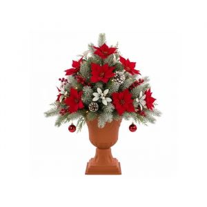 Pot Rond &Oslash;33 H 49 Cm En Terre Cuite, &Eacute;lanc&eacute;, Sur Pied, Motif 3d, Fleurier, F&ecirc;tes - Neuf