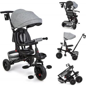 Subzonal-Tricycle B&eacute;b&eacute; &Eacute;volutif 6 En 1, Tricycle &Eacute;volutif 10 Mois &Agrave; 5 Ans Jusqu'&agrave; 25 Kg, V&eacute;lo Poussette Bebe Avec Pare Soleil, Si&egrave;ge Pivotant &Agrave; 360&deg;, P&eacute;dale - Neuf