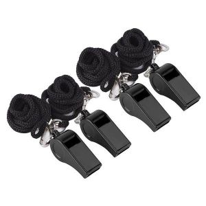Lot De 4 Sifflets Métalliques Durables ¿ Son Clair Et Puissant Pour Le Sport, L'entraînement Et Les Situations D'urgence Avec Cordons - Neuf