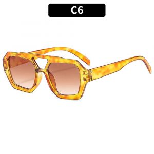 Lunettes de soleil rétro à Double pont pour femmes,grande monture léopard marron dégradé,mode luxe de styliste,lunettes de soleil pour hommes - C6 - Neuf