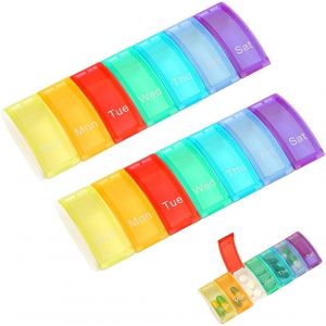 2 Pièces Pillulier 7jours Grande Capacite,Boîte De Rangement De Pilules,Petite Boîte À Pilules Portable,Boît À Pilules Pour Stocker Des Comprimés,Capsules,Vitamines - Neuf