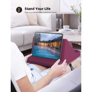 TIANYI-Coussin de Support pour Tablette - Oreiller Support Tablette pour Canapé-lit, 2022 iPad Pro 9.7, 10.5, 12.9, iPad Air Mini 2 3 4, Switch, Tab, iPhone, Livre, Autre Tablette - Rouge Violacé - Neuf