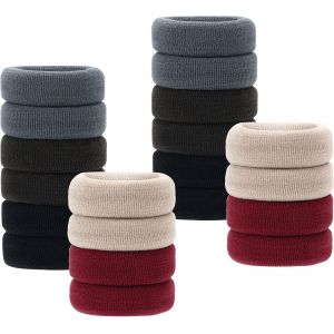 Lot De 20 &Eacute;lastiques &Agrave; Cheveux En Tissu &Eacute;ponge Extensible Large Et &Eacute;pais Pour Femme Et Fille - Noir - Neuf