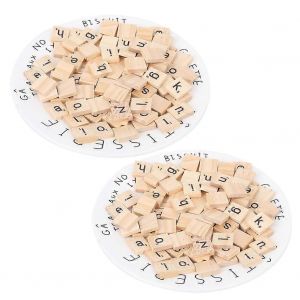2 Set Tuiles En Bois Puzzle Blocs Artisanat Outils &Eacute;ducatifs Artisanat pour 26 Alphabet AnglaisMinuscule Alphabet Anglais Plaque De Bois Mixte Ensemble - Neuf