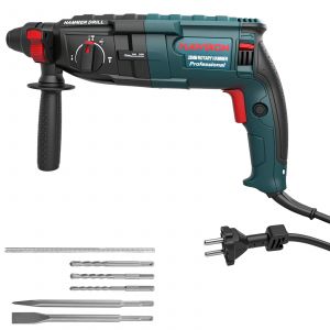 Forage &agrave; marteau rotatif puissant avec contr&ocirc;le des vibrations, embrayage de s&eacute;curit&eacute;, Rotomartillo de d&eacute;molition de 3 fonctions pour bo&icirc;tier en b&eacute;ton - Neuf