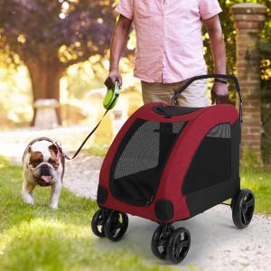 Hjlian Poussette 4 Roues Pour Animaux De Compagnie, Transport Pour Chiens Et Chats, Avec Fenetre En Maille Respirante, Ideale Pour Les Promenades - Neuf