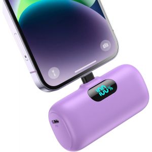 Hui-Mini Batterie Externe Pour Iphone 5000mah,Mise À Niveau 15w Pd 3.0a Charge Rapide,Compact Et Léger Power Bank Écran Lcd Chargeur Portable Compatible Avec Iphone 14/14 Pro Max/13/12/11/X/8/7/6-Pou - Neuf