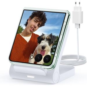 Chargeur Induction Pour Samsung Galaxy Z Flip, 15w Rapide Chargeur Sans Fil Pour Samsung Galaxy Z Flip 7/6/5/4/3, Pour Motorola Razr/Razr+/Razr Ultra 2025 (Non Pliable) Avec Adaptateur, Blanc - Neuf