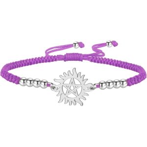 Eryi-Bracelet Pentagramme Soleil Pour Homme Et Femme En Acier Inoxydable Creux Surnaturel Double Corde Bracelet Breloques Wicca - Neuf