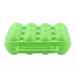 Hjlian Plateau A Oufs Double Face En Plastique, Boite De Rangement Avec Poignee Pour 12 Oufs (Vert) - Neuf