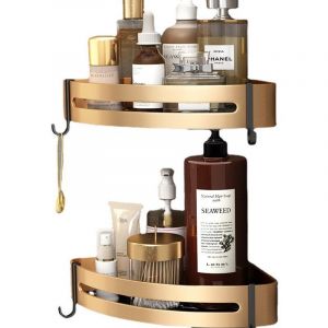 Lot de 2 étagères de douche d'angle sans perçage, étagère de salle de bain adhésive - Neuf