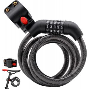 Chenquansarl-Antivol &Agrave; Combinaison Pour V&eacute;lo, C&acirc;ble En Acier De 120 Cm De Long + Mat&eacute;riau Pvc, Solide Et Durable, &Eacute;tanche Et Antirouille, Haute S&eacute;curit&eacute;, Adapt&eacute; Pour V&eacute;lo, Vtt, V&eacute;lo &Eacute;lectrique - Neuf