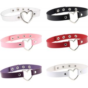 Kal-Collier Ras Du Cou Rr&eacute;tro Choker En Cuir Amour Coeur Cha&icirc;ne De Clavicule Style Punk Tour De Cou Pour Les Femmes Et Les Filles - Neuf