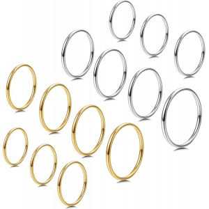 1mm Anneaux D'empilage En Acier Inoxydable Pour Femmes | Anneaux &Agrave; Bande Plate En Or Mince | Anneaux Empilables Knuck Thumb Pinky Midi Rings | Taille Confortable 3/4/5/6/7/8/9 - Neuf