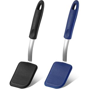 Lot De 2 Mini Spatules &Agrave; Brownies Flexibles En Silicone Pour Ustensiles De Cuisine Antiadh&eacute;sifs, R&eacute;sistantes &Agrave; La Chaleur, Sans Rayures Pour Cr&ecirc;pes Aux ?ufs (Noir, Bleu) - Neuf