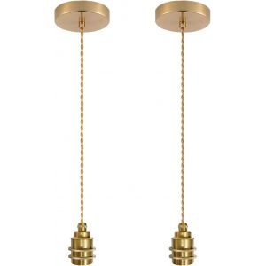 Subzonal-Lot De 2 Suspension Luminaire E27 Avec C&acirc;ble 150cm R&eacute;glable Douille Plafond Et Anneau &Agrave; Vis Kit Lustre Dor&eacute; Suspensions D'&eacute;clairage Int&eacute;rieur Pour Bar Caf&eacute; Cuisine - Neuf