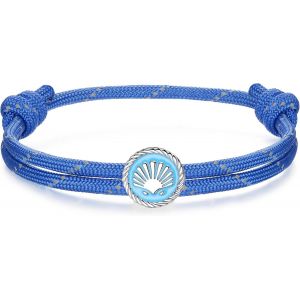 Eryi-Bracelet Nautique Homme Femme Argent 925 | Vague Poisson Croix Paracorde Bracelet Imperméable Réglable Pour Garçon | Mer Surf Bijoux Amitié Cadeau - Neuf