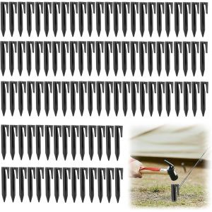 Piquet Fil Robot Tondeuse, Piquets de Fixation en Plastique Robuste, Lot de 100 piquets de fixation pour câbles périphériques, Piquet Fil Robot Tondeuse, crochet pour robot tondeuse - Neuf