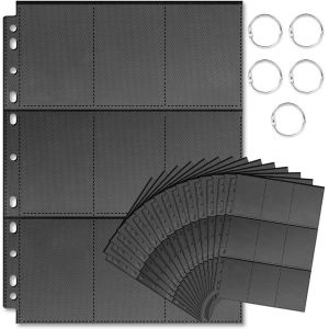 Mdy-Pochettes Pour Cartes, 540 Noir Pochettes Pour Cartes,Portefeuilles Collectionner Avec Poches Des Deux Côtés,Trading Card Sleeves De 30 Pages,Transparents Jeu De Rangement Collection - Neuf