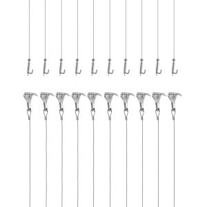 MEVRONISSHOP-Kit Accrochage de Cadre Photo et Miroir, Fil Suspension en Acier Inoxydable &iquest;1.5mm x 2m avec Crochet R&eacute;glable et Crochets de Rail, Charge 40KG, 10 Pcs - Neuf